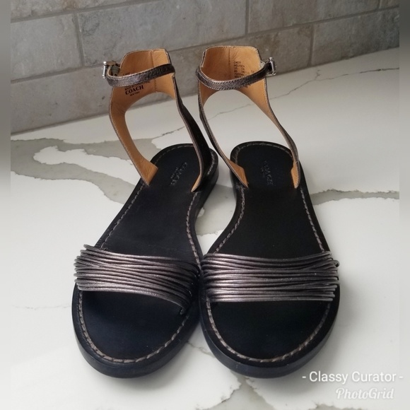 Like new! COACH Melynda metallic nappa sandals - Picture 3 of 5